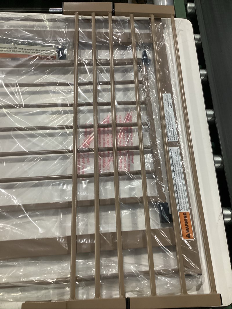 Condition photo showing As Is for keny 29"-42.5" baby gate for stairs, auto close safety dog gate, pressure mounted easy walk through pet gate for doorways, durable stair gate, 30" tall, brown brown 29-42.5"wide, 30"tall