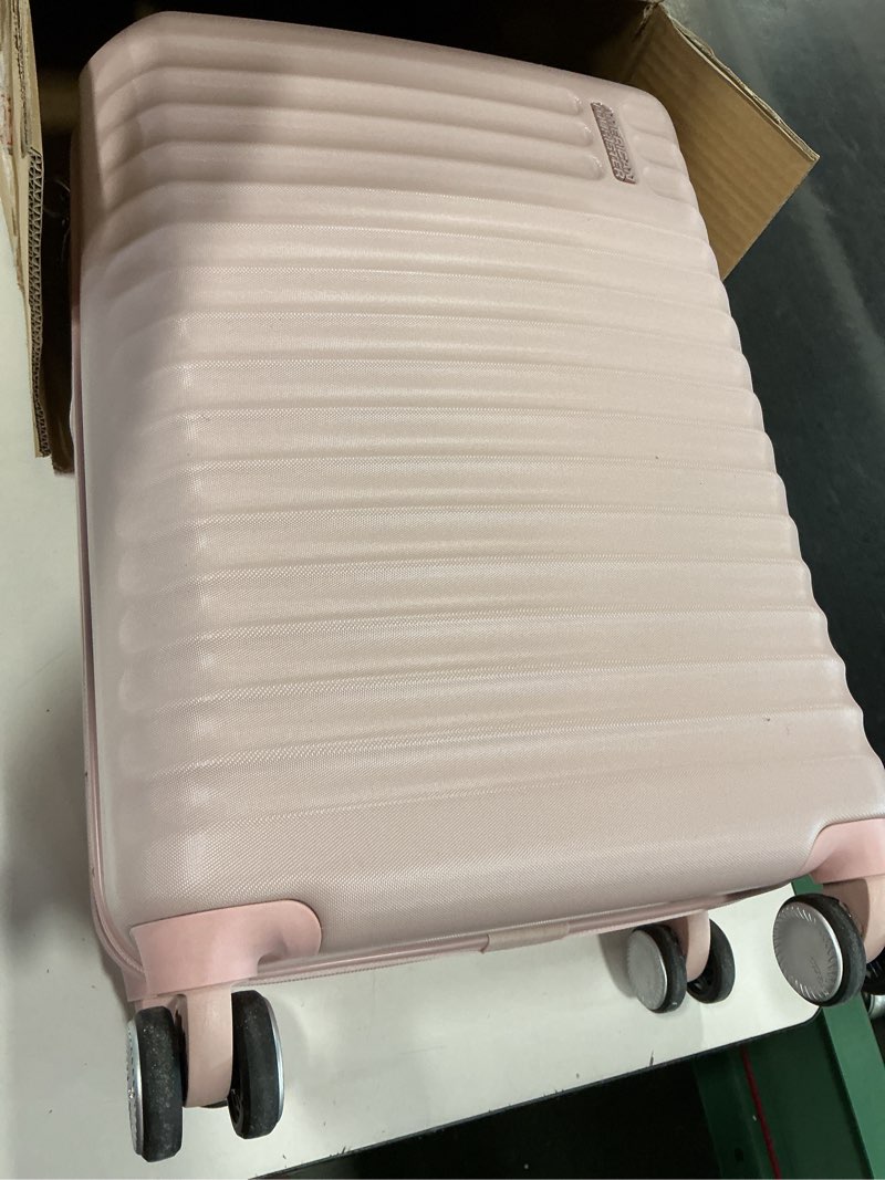 Condition photo showing As Is for American Tourister Stratum 3.0 Carry-On Spinner, Airline Approved, Durable Hardside Luggage, Expands 1.5", RightHeight™ Adjustable Handle, Pink Blush Carry-On Pink Blush