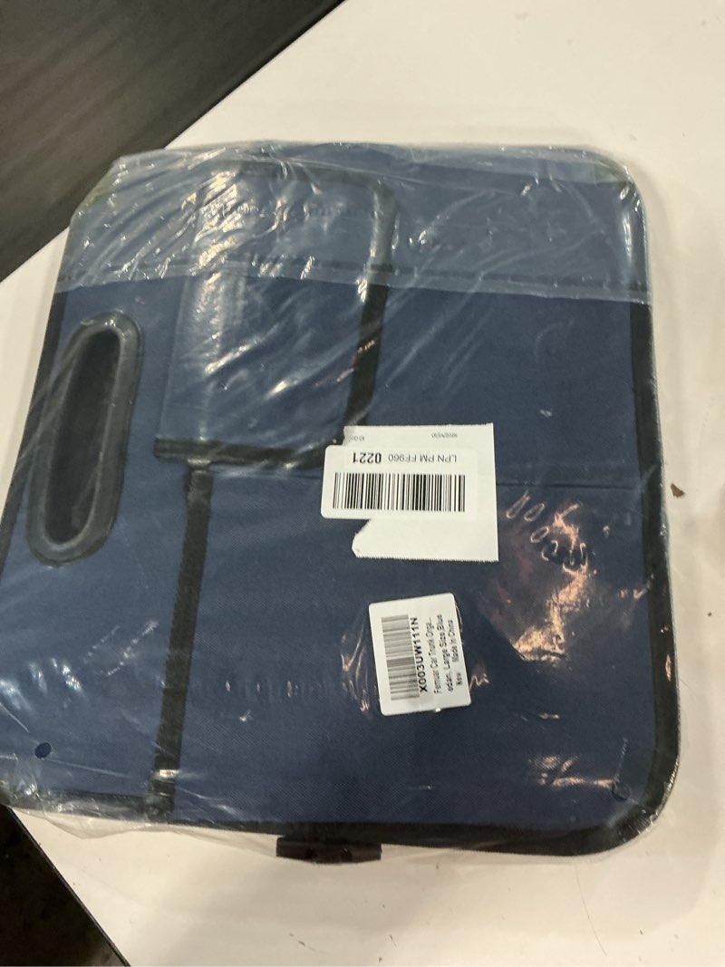 Condition photo showing New/Like New for Femuar Car Trunk Organizer,Car Storage Organizer with 72L Large Capacity Waterproof Collapsible and 11 Pockets,Trunk Organizer for Car Suv/Jeep/Sedan, Large Size,Blue Large Blue