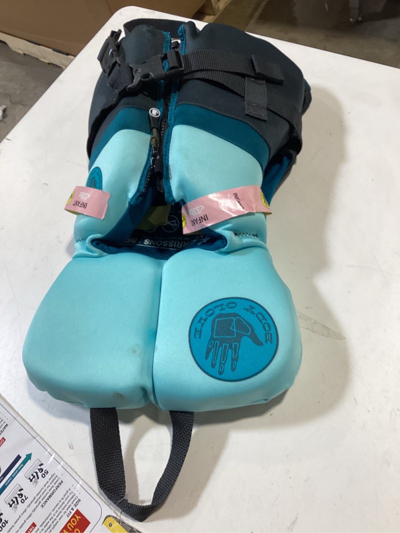 Condition photo showing As Is for body glove infant evoprene pfd life jacket and vest, u.s. coat guard approved, one size, less than 30 lbs.