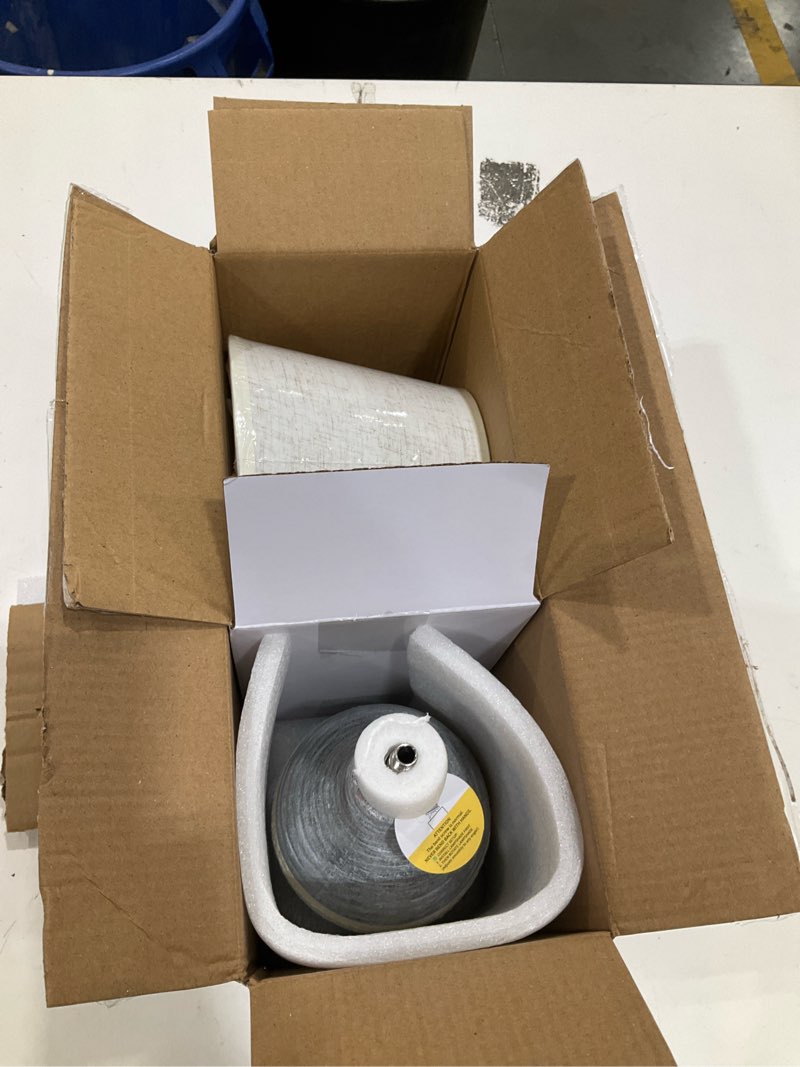 Condition photo showing Good Condition for umexus 10” small ceramic cordless table lamp with timer, dimmer, linen shade, remote control, rechargeable battery light for patio nightstand kitchen counter living room side table, bulb included 10"h mini - rope accent design