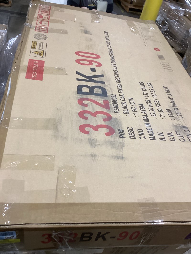 Condition photo showing As Is for Cupola wood finish extendable dining table