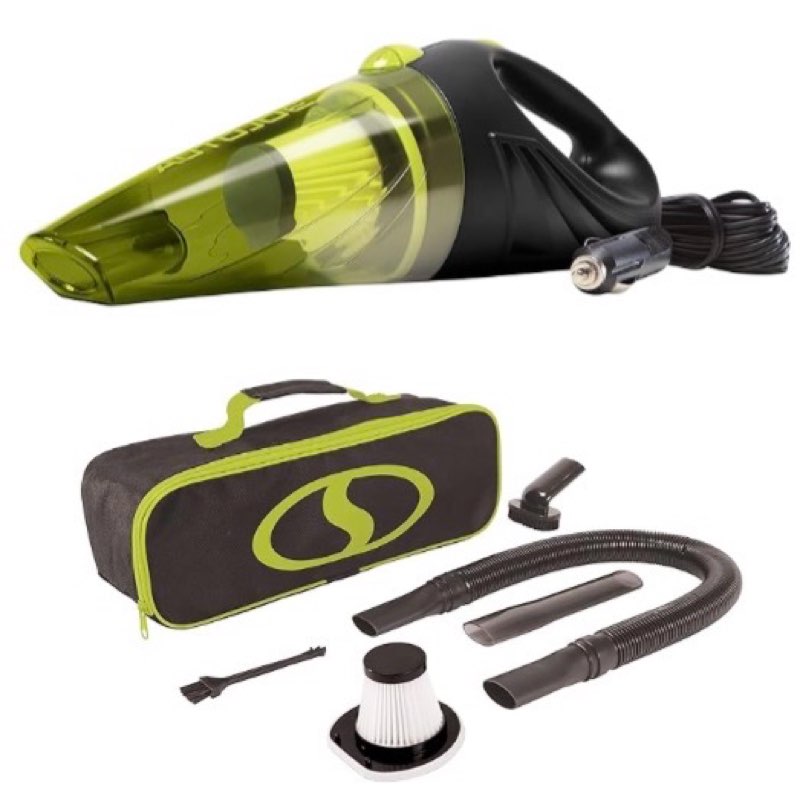 ATJ-V501 12-Volt Portable Car Vacuum Cleaner w/16-Foot Cable, Interior Auto Detailing Accessory Kit, HEPA Filter x2 and Storage Bag, Green CORDED ORIGINAL black
