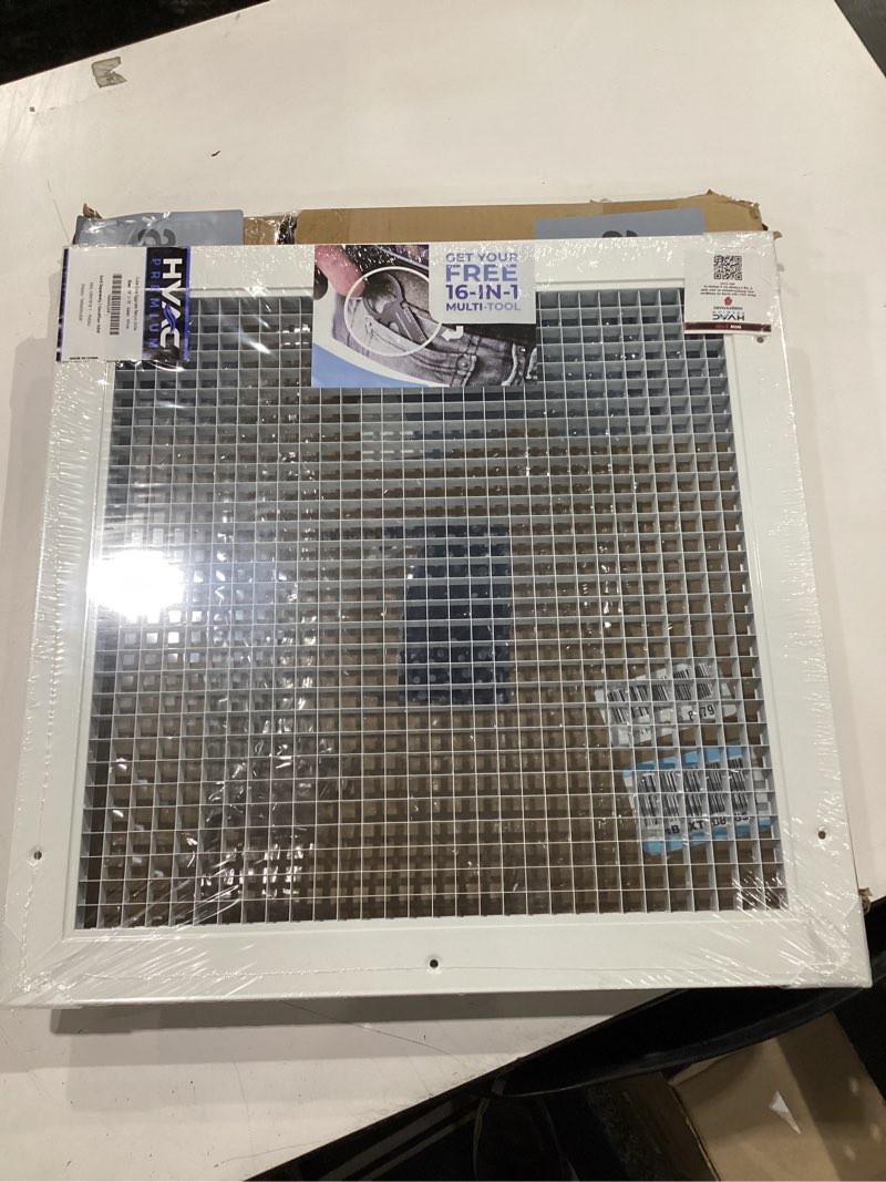 Condition photo showing New/Like New for hvac premium 16'' x 16'' cube core eggcrate return air grille - aluminum rust proof - hvac vent duct cover - white [outer dimensions: 17.75 x 17.75] 16 x 16 duct opening