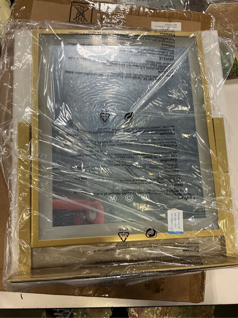 Condition photo showing New/Like New for gvnkvn makeup vanity mirror with lights 12” large led lighted mirror, hollywood make up mirror with lighting, smart touch,detachable 5x magnification 360° rotation, (gold,gift box) gold 10”x12”,