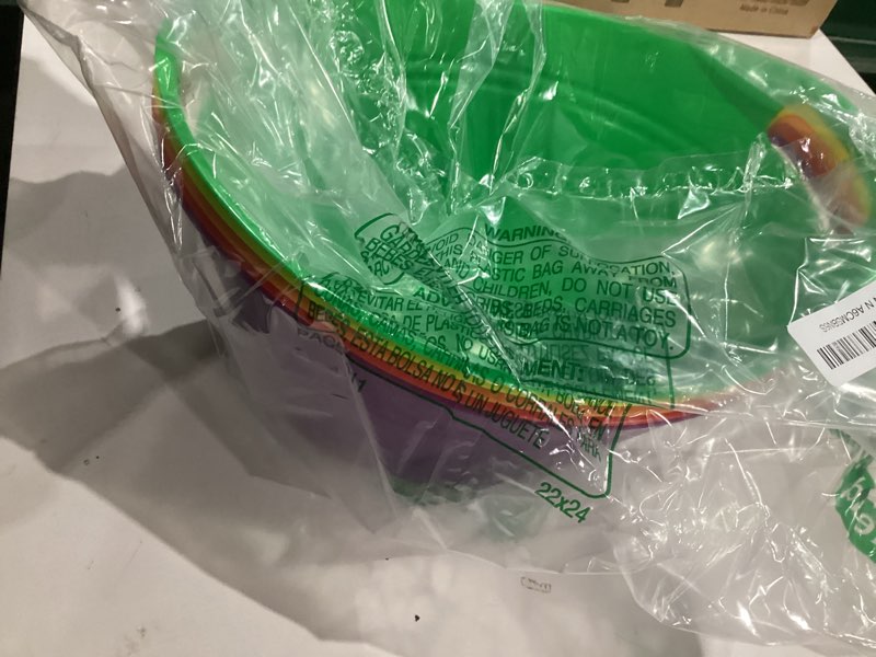 Condition photo showing New/Like New for patelai 6 pcs ice buckets bulk, plastic ice buckets with handles, oval storage tub, large capacity ice drink tub for party bar wine beer champagne beverage bottle cooler(4.5 liter,multicolor) multicolor 4.5 liter