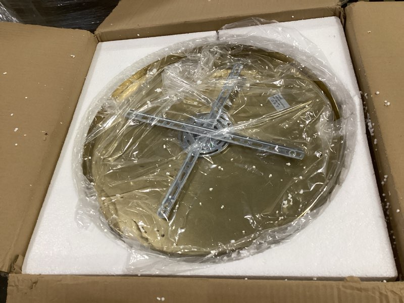 Condition photo showing As Is for Modern Brass Flush Mount Ceiling Light Crystal Kitchen Ceiling Lighting for Living Room Bedroom Dining Room Bathroom Entryway,18" wx 18" d x 8" h