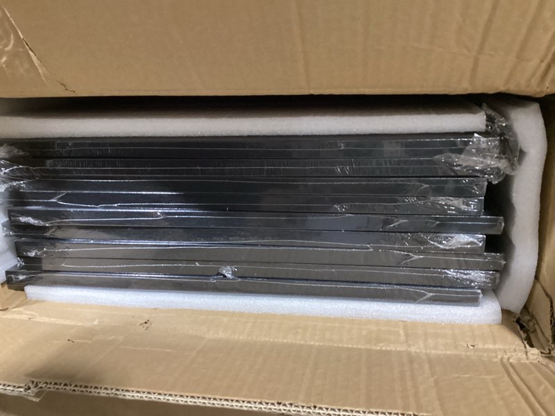 Condition photo showing Good Condition for eletecpro 16x16 picture frames set of 9, classic gallery wall frame set for 4x4 photos with mat or 16x16 without mat, large picture frame for art prints, black poster frames for home decor wall black 16x16 for 4x4