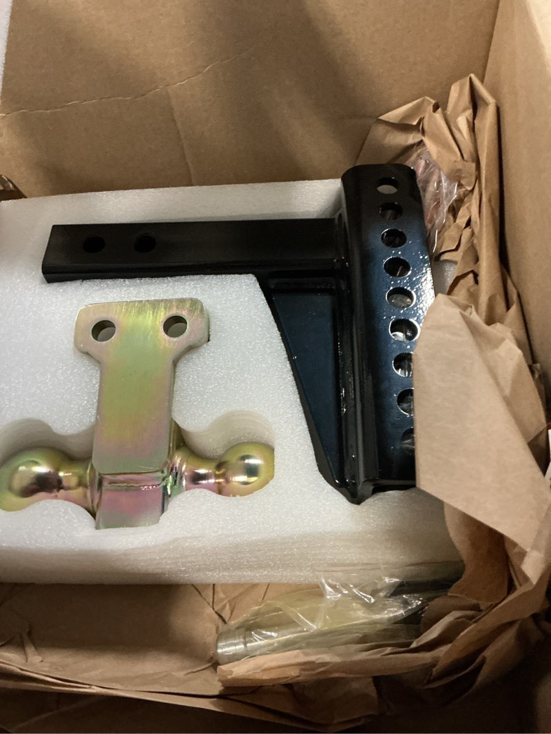 Condition photo showing As Is for locame trailer hitch, fits 2-inch receiver, 6-inch drop/rise drop hitch, class 3 tow hitch for heavy duty truck with double pins, lc0010
