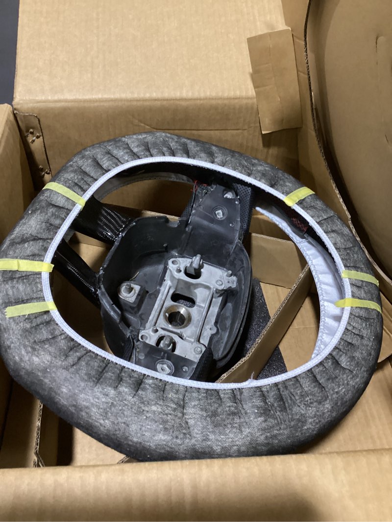 Condition photo showing As Is for real carbon fiber steering wheel for dodge charger/challenger/durango/jeep grand cherokee/sxt/gt/rt/srt/heallcat with heating function d-shaped nappa perforated flat-bottom steering wheel without led shift indicator with heating