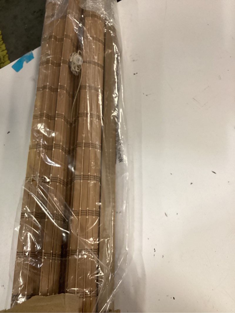 Condition photo showing Good Condition for lazblinds no tools no drill cordless bamboo roman shades, light filtering window treatment, roll up bamboo blinds for windows 36'' w x 64'' h, brown light filtering-brown206 36" w x 64" h