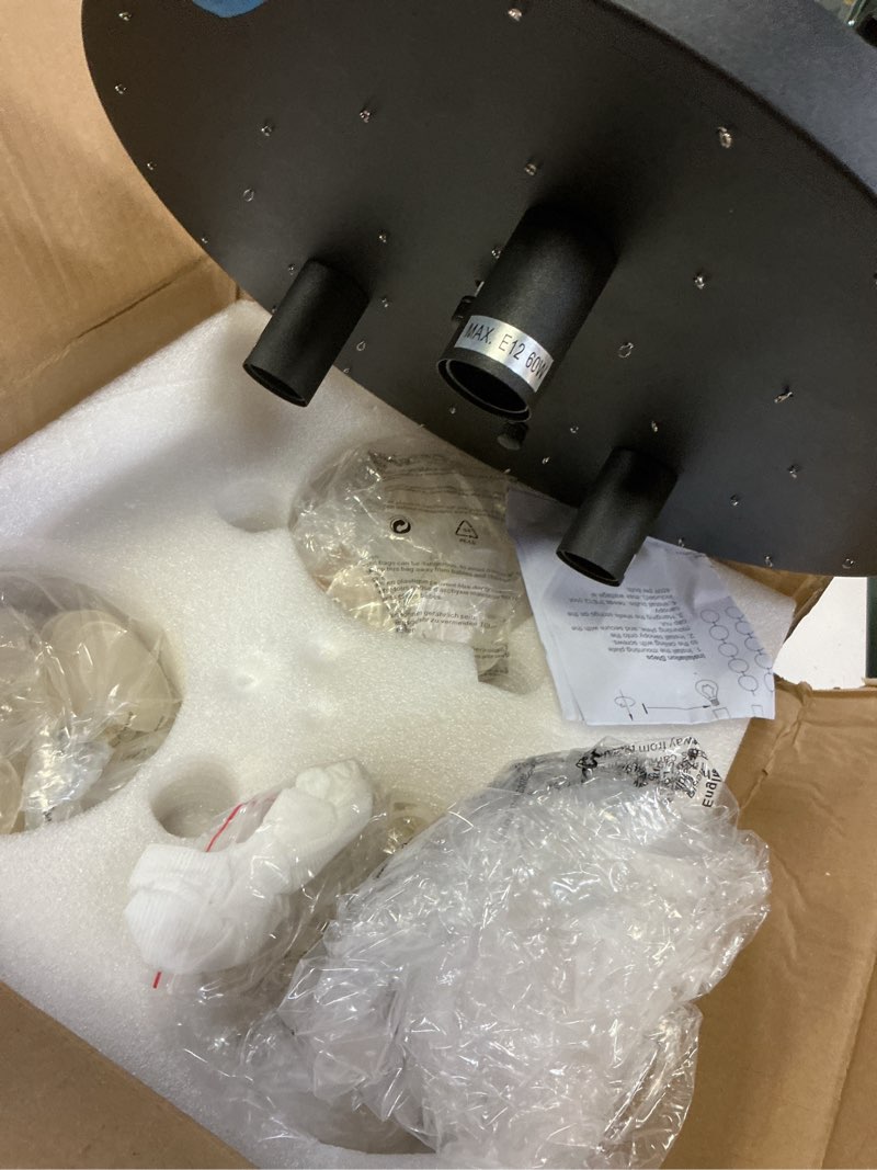 Condition photo showing Good Condition for capiz shell ceiling light fixtures, 3-light boho flush mount ceiling light for living room, bedroom, kitchen island, foyer, entryway, black