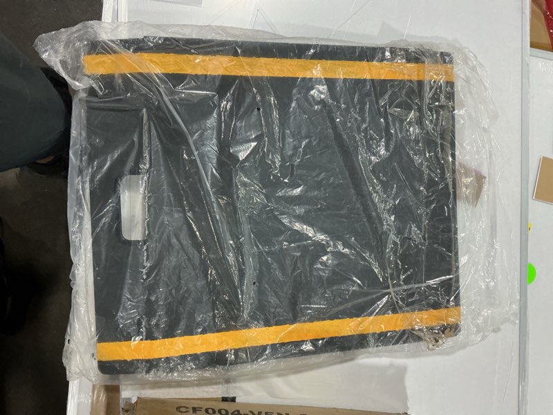 Condition photo showing As Is for color varies black and yellow curb ramp, portable poly ramp with 1000lbs weight capacity, 650lbs impact capacity - for hand trucks, carts, dollies, or bicycles by stalwart (yellow) - 75-car1030 (similar to stock photo )