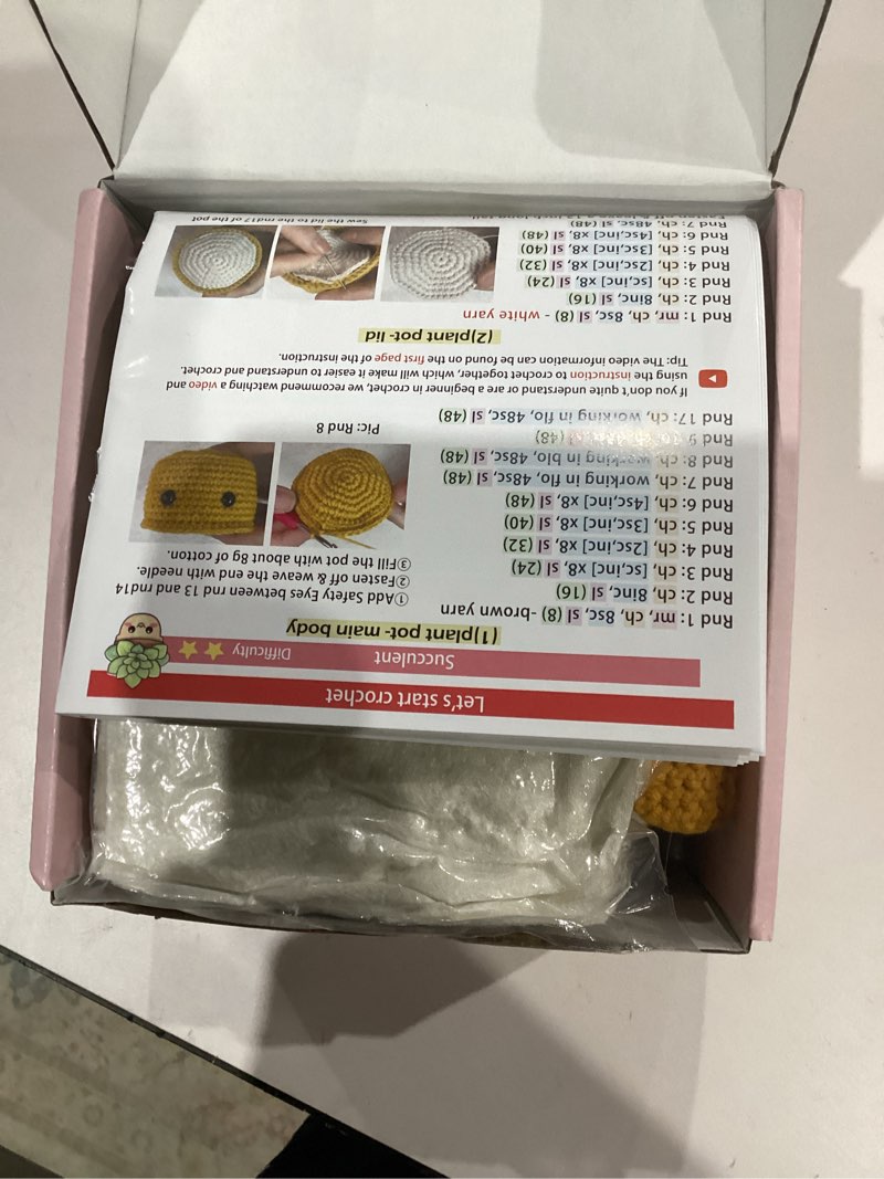 Condition photo showing Good Condition for MAGIMUSE Crochet Kit for Beginners, Crochet Starter Kits, Amigurumi Craft Knitting Crocheting Kits with Step-by-Step Video Tutorials, 6 Pack Hanging Potted Plants Family(40%+ Yarn