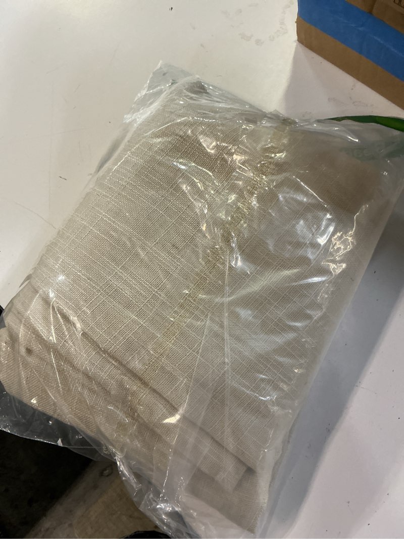 Condition photo showing Good Condition for lamit beige linen curtains 84 inch length 2 panels for living room, light filtering boho window treatments semi sheer neutral thick drapes with bronze grommet for bedroom/farmhouse, 52 x 84 inch 52\"w x 84\"l (pack of 2) beige
