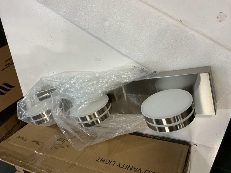 Condition photo showing Good Condition for 3-Light Bathroom Vanity Light, Brushed Nickel Bathroom Light Fixtures Over Mirror, LED Vanity Lights with 360°Rotating Lamp Head(24in) Nickel-Dimmable 3-Light,24Inch