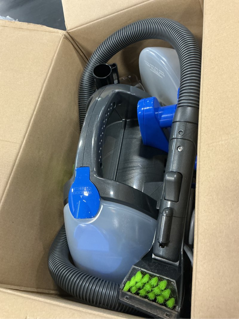 Condition photo showing As Is for Bissell Little Green Pet Deluxe Portable Carpet Cleaner and Car/Auto Detailer, 3353, Gray/Blue