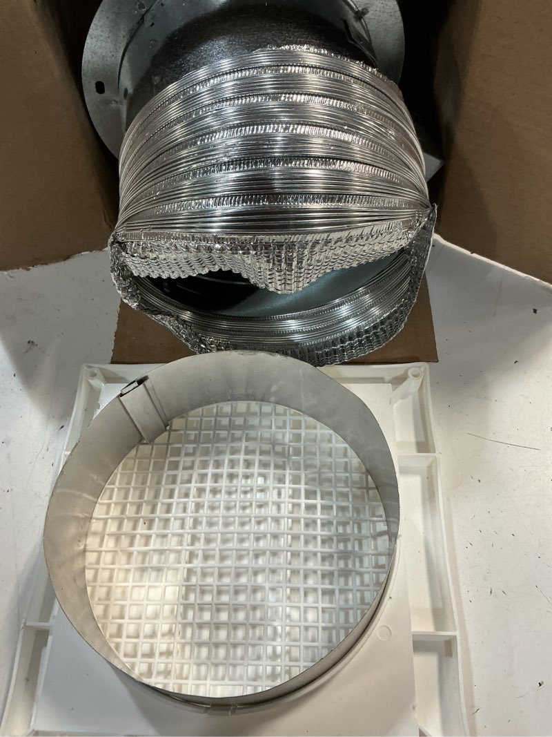 Condition photo showing As Is for broan-nutone 512m through-the-wall ventilation fan white cover, 6-inch 70 cfm 6.0 sones