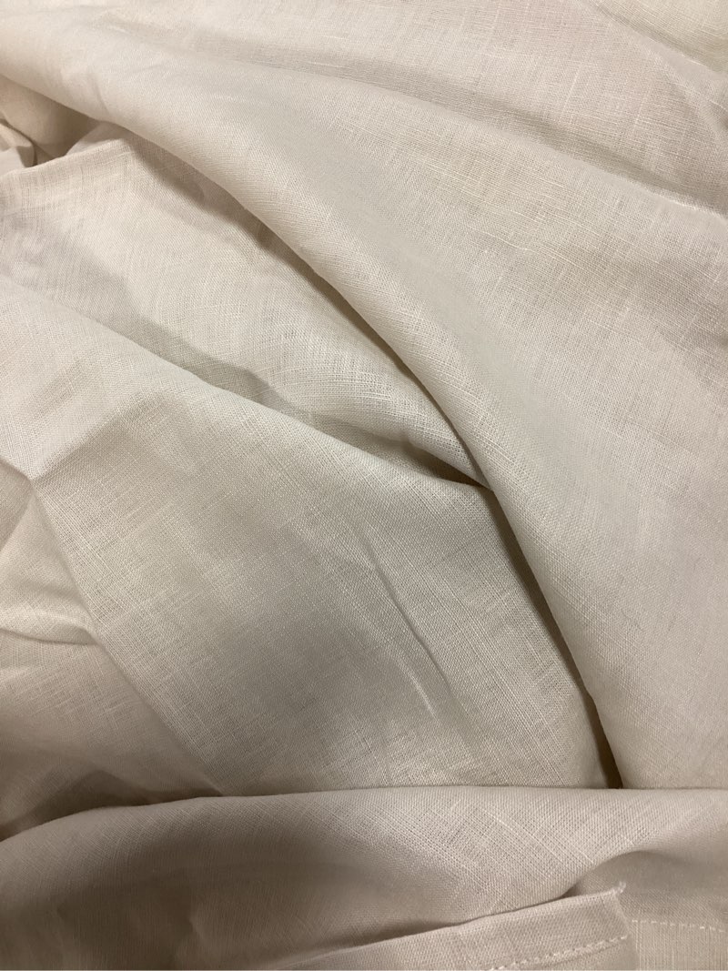 Condition photo showing As Is for european linen shower curtain, one size, beige