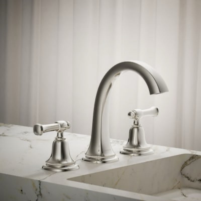 KOHLER Florez Vibrant Polished Nickel Widespread 2-handle WaterSense High-arc