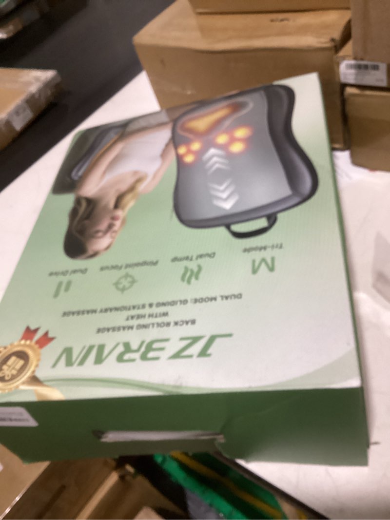 Condition photo showing As Is for jzbrain shiatsu back massager with heat : up and down rolling massage - electric back massager for pain relief deep tissue - heated lower back massager for office, home, car use?black?
