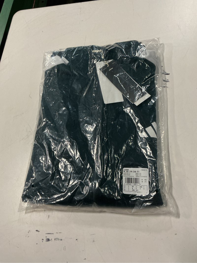 Condition photo showing New/Like New for adidas mens Colorblock Track Top Small Aurora Ivy/White