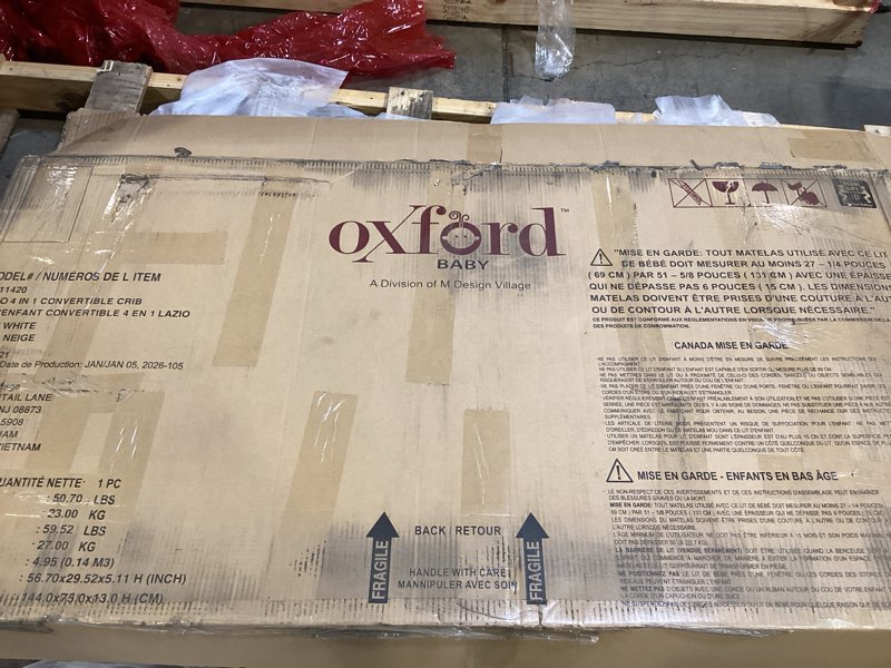 Condition photo showing Good Condition for oxford baby arlie 4 in 1 convertible island crib white white 53.6"l x 30.4"w x 34"h