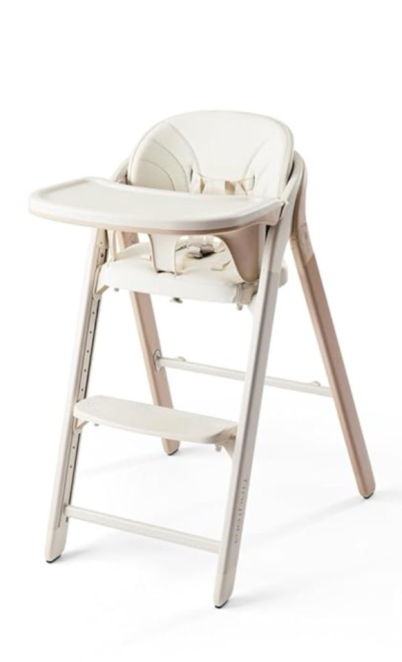 Tinyiota High Chair for Babies and Toddlers, Foldable & 8-Level Adjustable, Removable Tray, Ergonomi