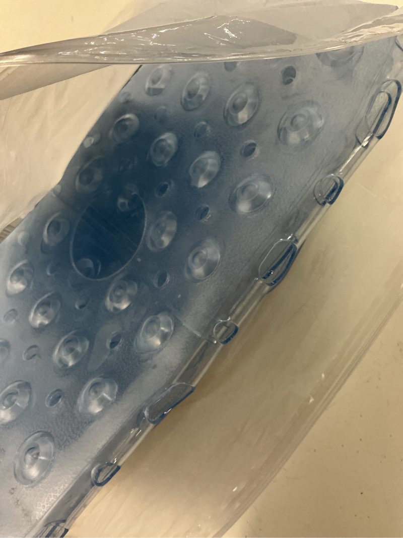 Condition photo showing Good Condition for large clear square shower mat non slip 27 x 27 inch, soft bath mat bathtub mat for inside shower bathroom floor, shower stall mats with big suction cups drain holes, easy washable, bpa-free 27" x 27" (square) clear