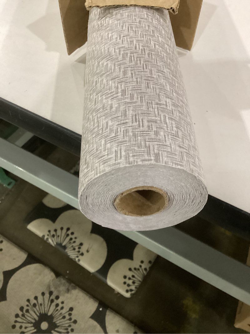 Condition photo showing Good Condition for haimin fabric wallpaper textured contact paper (24in x 393in) gray grasscloth wallpaper peel and stick faux linen wall paper self-adhesive vinyl looks like woven straw