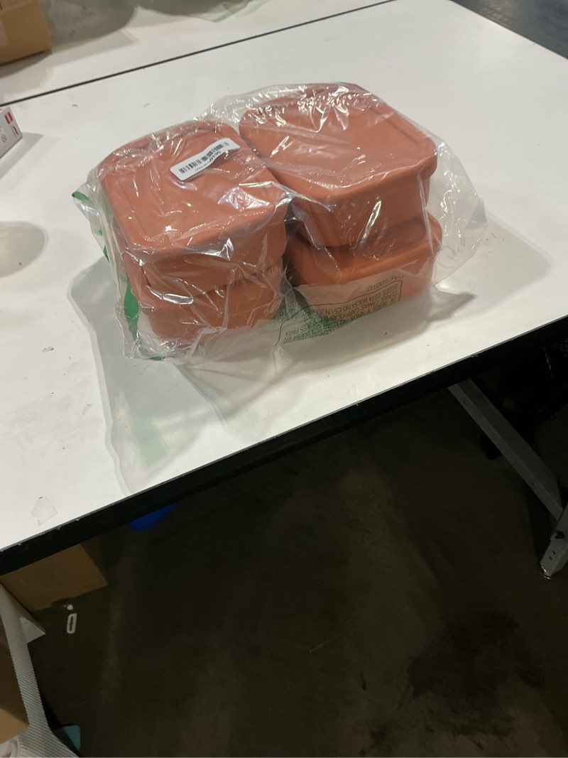 Condition photo showing Good Condition for honeydak 4 pcs silicone bento box, 3 compartment lunch food container for women men, leak proof microwave easy to clean dishwasher freezer safe (orange) orange 4