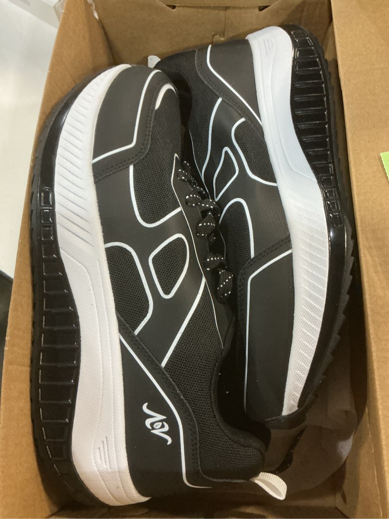 Condition photo showing New/Like New for romensi womens walking shoes arch support orthotic sneakers tennis plantar fasciitis foot and heel pain relief rocker bottom shoes for standing all day us 6-11 9.5 wide black/white