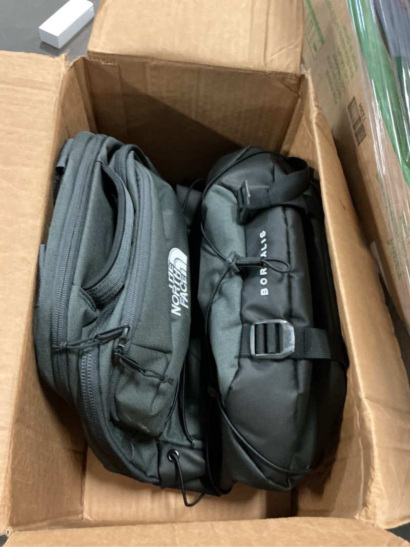 Condition photo showing As Is for the north face borealis commuter laptop backpack - water repellent, laptop sleeve, large main compartment, asphalt grey light heather/tnf black-npf, one size one size asphalt grey light heather/tnf black-npf