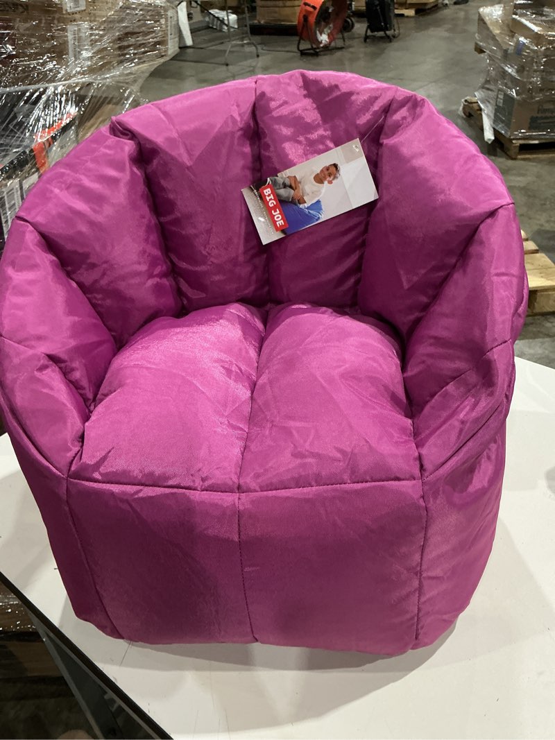 Condition photo showing Good Condition for big joe milano child-sized bean bag chair for kids bedroom and reading nook, pink passion, durable easy-clean polyester nylon blend, refillable pink passion smartmax milano kid's