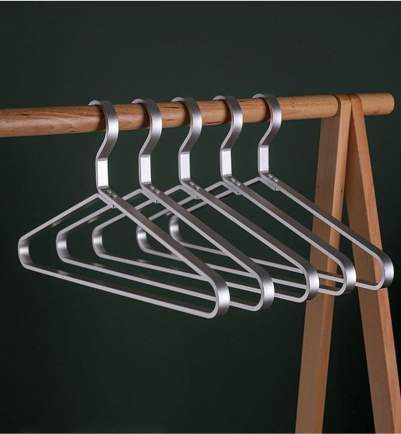 premium matte silvery aluminum coat hangers 6 piece set, 17.7” extra smooth & durable metal shirt dress hanger,aluminum alloy hanger,clothing support,clothing hang