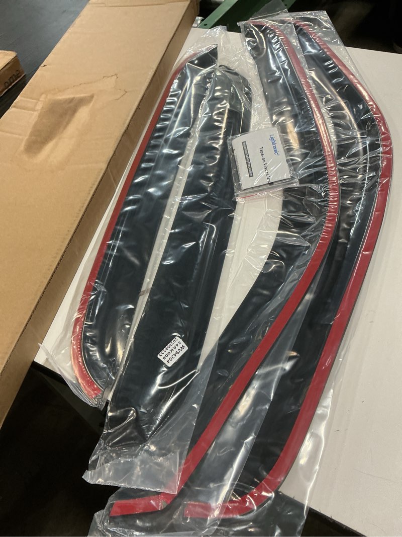 Condition photo showing New/Like New for lightronic extra durable tape-on auto vent window visor, fit 2000-2006 chevrolet tahoe & gmc yukon, 2001-2006 yukon denali, 2002-2006 cadillac escalade, original wind deflector rain guard, smoke, 4pcs outside mount