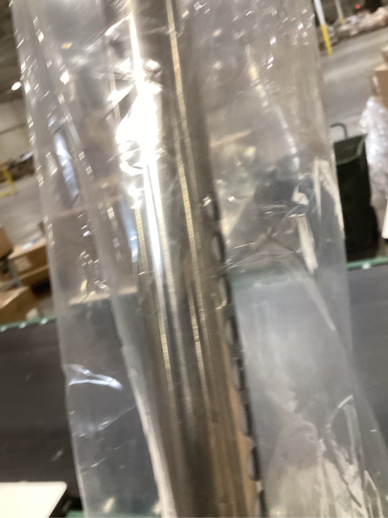 Condition photo showing As Is for moen curved adjustable spring tension no drill shower curtain rod for bathroom, chrome finish, csr2172ch chrome curtain rod