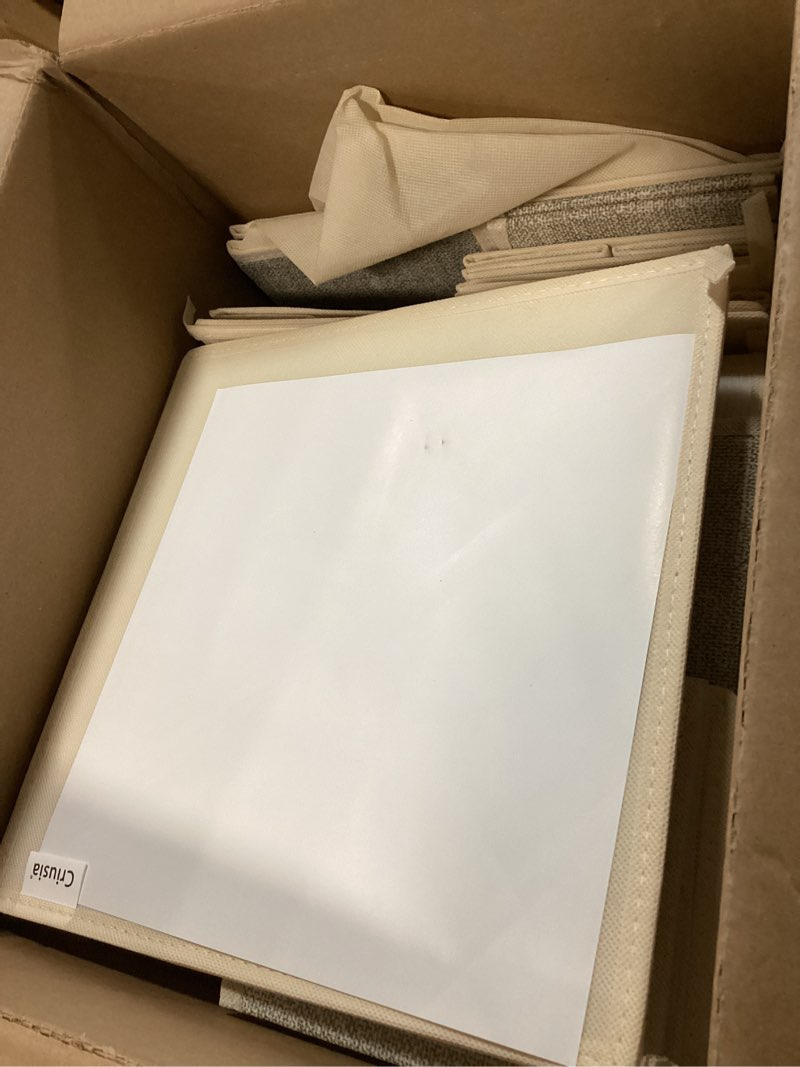 Condition photo showing As Is for Criusia Underwear Drawer Organizer, 6 Set Foldable Underwear Drawer Organizer and Closet Dividers,Storage Box for Clothes, Socks, Underwear (6 Bins, Beige) 6 Pack Beige