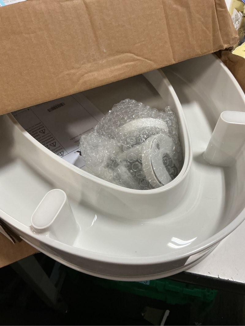 Condition photo showing As Is for KOHLER 25875-0 Hyten 3" Height, Elevated Soft Close Elongated Toilet Seat, Contoured Seat with Grip-Tight Bumpers, Quick-Attach Hardware, No Slam Toilet Seat, White White Elongated