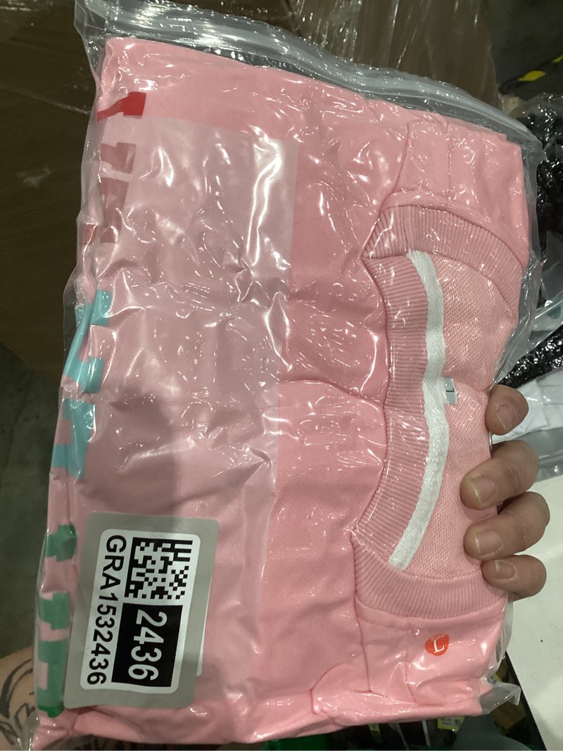 Condition photo showing New/Like New for QLIPIN Christmas Sweatshirts Women Fa La La La Christmas Shirt Holiday Song Sweater Xmas Music Notes Long Sleeve Tops Pink Large