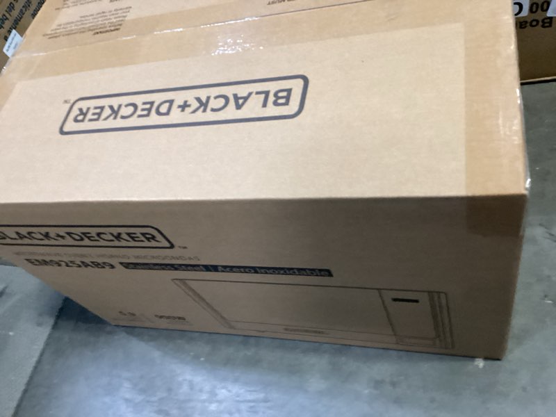 Condition photo showing New/Like New for BLACK+DECKER Digital Microwave Oven with Turntable Push-Button Door, Child Safety Lock, Stainless Steel, 0.9 Cu Ft 0.9 Cu.Ft