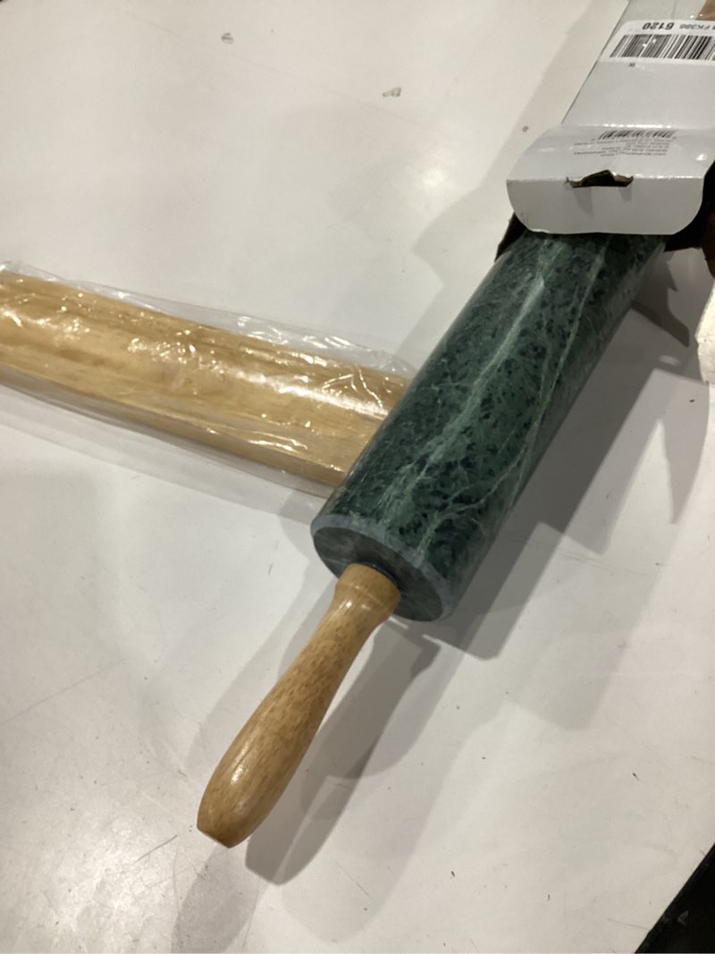 Condition photo showing New/Like New for Fox Run Marble Rolling Pin and Base, Green 2.5 x 18 x 3 inches