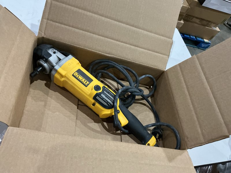 Condition photo showing As Is for dewalt buffer polisher, 7-in-9-in, 12 amp, variable speed dial 0-3,500 rpm’s, soft start corded car buffer (dwp849x)