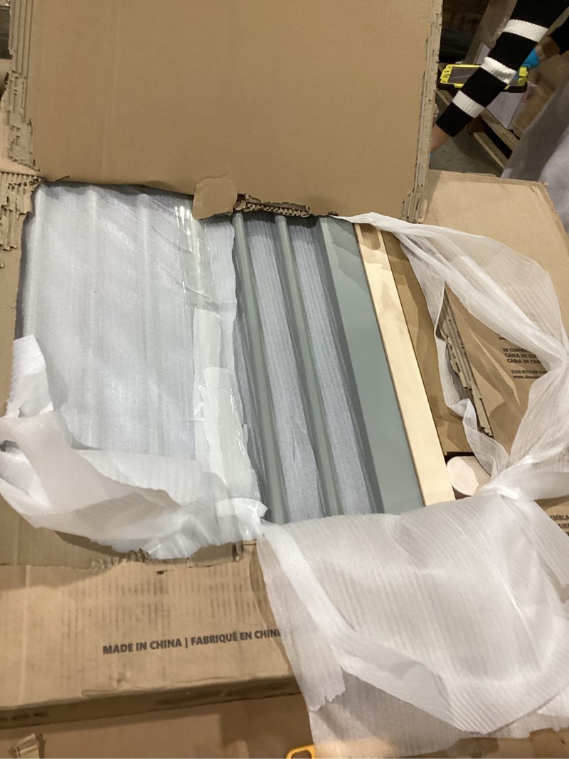 Condition photo showing New/Like New for dream on me hygge 5-in-1 convertible full-size baby crib in sea grass & vintage oak, greenguard gold & bsa, converts to toddler, day & full-size bed, adjustable mattress heights, modern nursery sea grass & voak