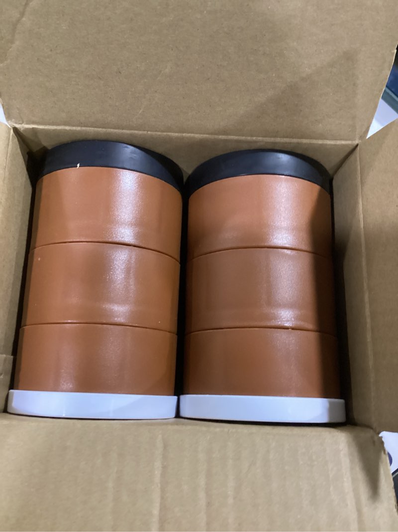 Condition photo showing As Is for 5-inch Bed Risers 4 Pack, Heavy Duty Adjustable Furniture Risers, Oversized Furniture Riser for Couch Sofa Table Chair Leg Frame Dorm, Support up to 6000 Lbs(Brown 4 Pack, 5 inch)