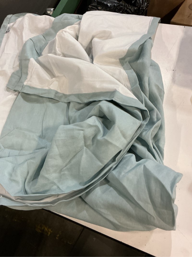 Condition photo showing As Is for european linen room darkening curtain blue