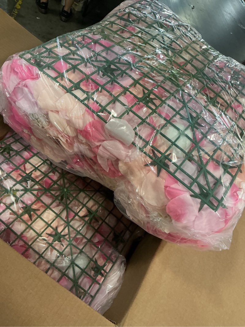 Condition photo showing Good Condition for flower wall backdrop 12-pack 16.5x16.5 inch artificial rose silk flowers panels-floral wall panel wedding photo backdrop photography backdrop event party decoration-pink pink 16.5inch