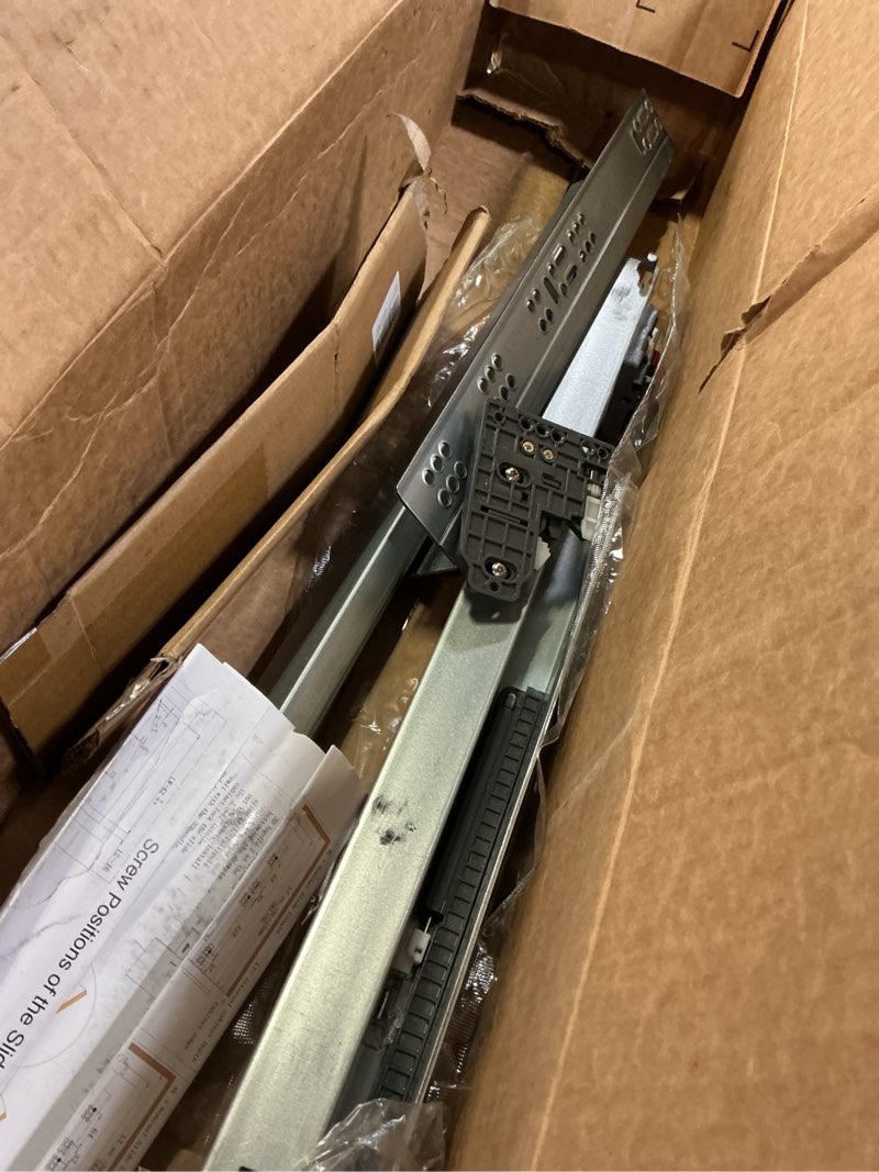 Condition photo showing As Is for 1 pair 22 inch (550mm) soft close undermount drawer slides,100lb load capacity full extension concealed bottom mount drawer glides rails with 3d locking device 1 22 inch