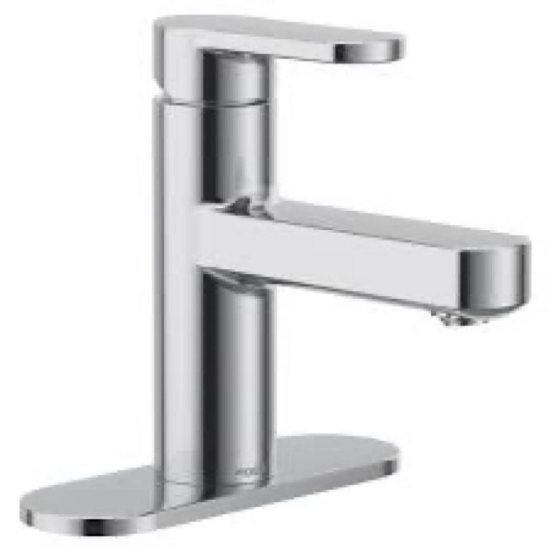 Moen Laris Chrome One-Handle Single Hole Modern Bathroom Sink Faucet with Optional Deckplate and Spr