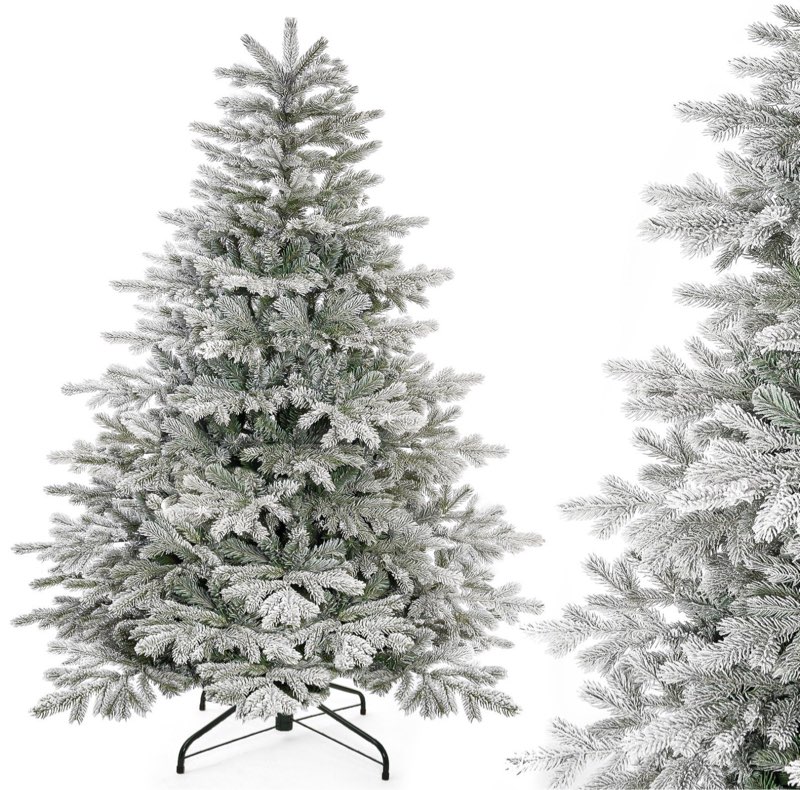 Decoway 5ft Artificial Christmas Tree, Unlit Snow Flocked Xmas Tree with 1081 Branch Tips and Sturdy Metal Stand for Indoor Outdoor Home Decoration
